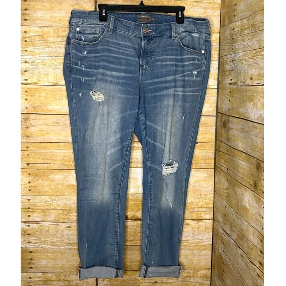 torrid Denim - TORRID BOYFRIEND STRAIGHT VINTAGE STRETCH TAPERED CASUAL CLASSIC CUFFED JEAN